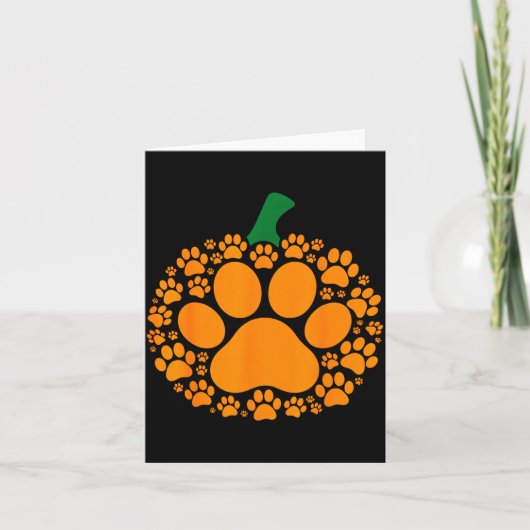 Funny Halloween Pumpkin Paw Print Dog Lover Cat  Kaart (Voorkant)