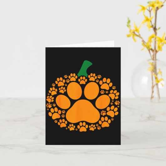 Funny Halloween Pumpkin Paw Print Dog Lover Cat  Kaart (Gele Bloem)