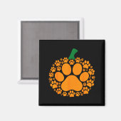 Funny Halloween Pumpkin Paw Print Dog Lover Cat Magneet (Voorkant / Achterkant)