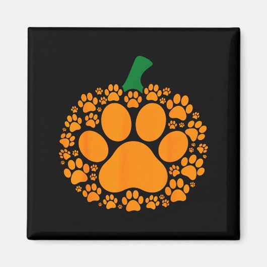 Funny Halloween Pumpkin Paw Print Dog Lover Cat Magneet (Voorkant)