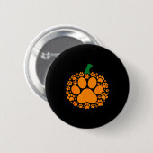 Funny Halloween Pumpkin Paw Print Dog Lover Cat  Ronde Button 5,7 Cm (Voorkant /achterkant)