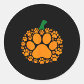 Funny Halloween Pumpkin Paw Print Dog Lover Cat Ronde Sticker (Voorkant)