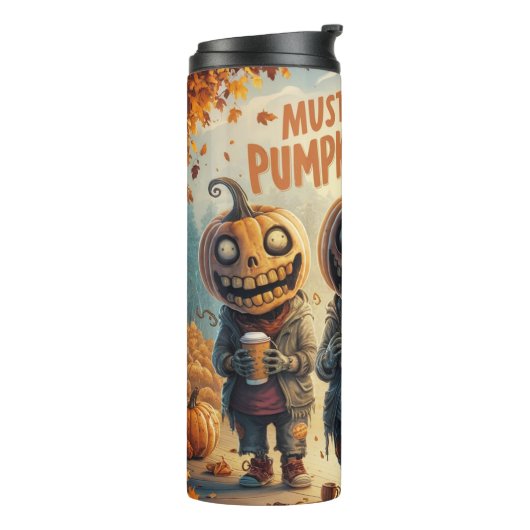 Funny Halloween Pumpkin Spice Thermal Tumbler  Thermosbeker (Gedraaid links)