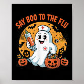 Funny Halloween Quote Say Boo To The Flu Cool Vacc Poster (Voorkant)