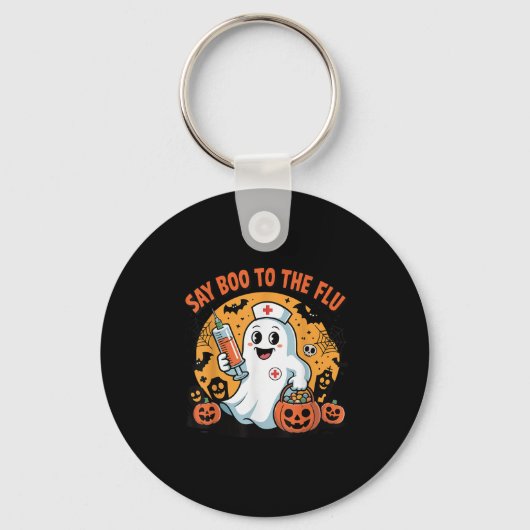 Funny Halloween Quote Say Boo To The Flu Cool Vacc Sleutelhanger (Voorkant)