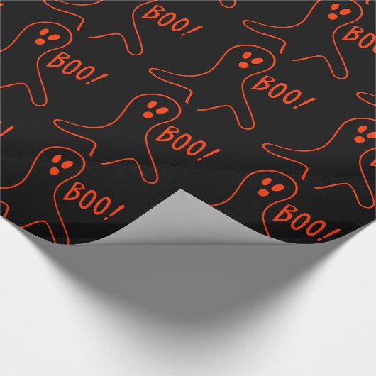 Funny Halloween Scary Ghost Holiday Black Sinaasap Cadeaupapier (Hoek)