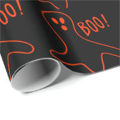 Funny Halloween Scary Ghost Holiday Black Sinaasap Cadeaupapier (Rol Hoek)