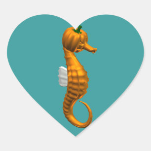 Funny Halloween Seahorse Hart Sticker