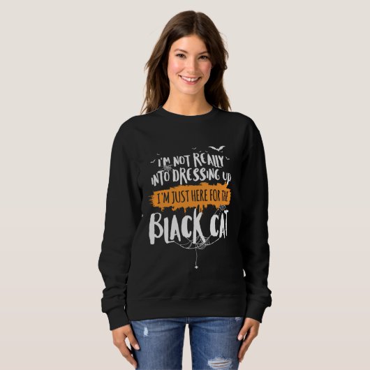Funny Halloween Shirt Here for Black Cat (Voorkant volledig)