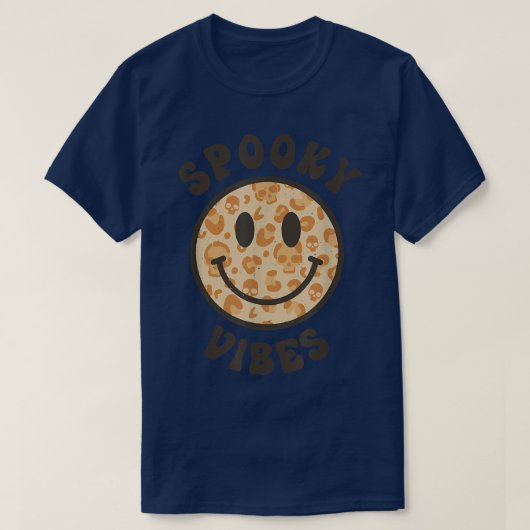 Funny Halloween Shirt Spooky Vibes Leopard Skull S (Design voorkant)