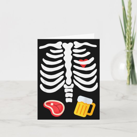 Funny Halloween Skeleton Beer & Steak Costume Kaart (Voorkant)
