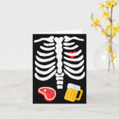 Funny Halloween Skeleton Beer & Steak Costume Kaart (Gele Bloem)