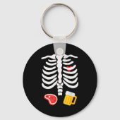 Funny Halloween Skeleton Beer &amp; Steak Costume  Sleutelhanger (Voorkant)
