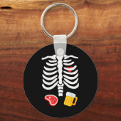 Funny Halloween Skeleton Beer &amp; Steak Costume  Sleutelhanger (Voorkant)