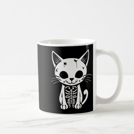 Funny Halloween Skeleton Cat Kitty Costume Skull C Koffiemok (Rechts)