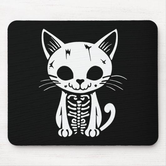 Funny Halloween Skeleton Cat Kitty Costume Skull C Muismat (Voorkant)