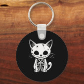 Funny Halloween Skeleton Cat Kitty Costume Skull C Sleutelhanger (Voorkant)