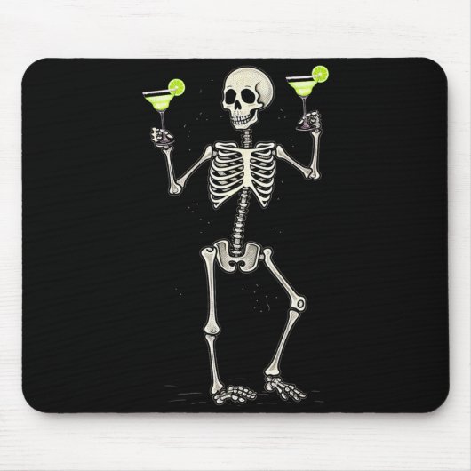 Funny Halloween Skeleton Drinking Margarita Tail Muismat (Voorkant)