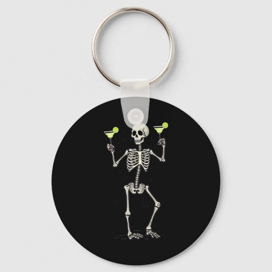 Funny Halloween Skeleton Drinking Margarita Tail Sleutelhanger (Voorkant)