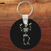 Funny Halloween Skeleton Drinking Margarita Tail Sleutelhanger (Voorkant)