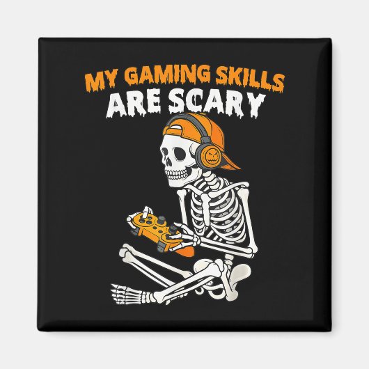 Funny Halloween Skeleton Gamer Video Gaming Skills Magneet (Voorkant)