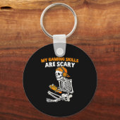 Funny Halloween Skeleton Gamer Video Gaming Skills Sleutelhanger (Voorkant)