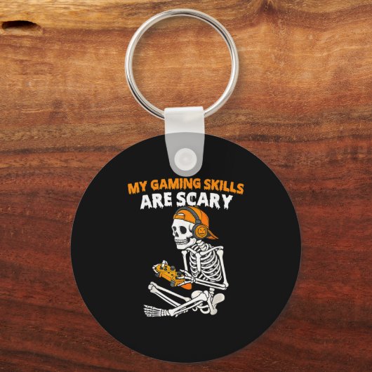Funny Halloween Skeleton Gamer Video Gaming Skills Sleutelhanger (Voorkant)