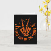 Funny Halloween Skeleton Hand Herfst Mensen geven  Kaart (Gele Bloem)