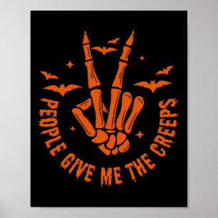 Funny Halloween Skeleton Hand Herfst Mensen geven Poster