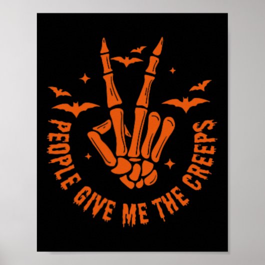 Funny Halloween Skeleton Hand Herfst Mensen geven Poster (Voorkant)