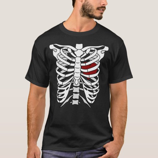 Funny Halloween Skeleton Heart Rib Cage X-Ray Adul T-shirt (Voorkant)