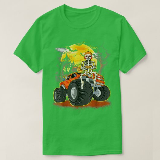 Funny Halloween Skeleton Monster Truck Kinder Boys T-shirt (Design voorkant)