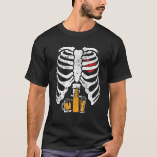 Funny Halloween Skeleton Rib Cage Beer Easy Costum T-shirt