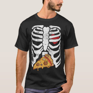 Funny Halloween Skeleton Rib Cage Pizza Easy Costu T-shirt