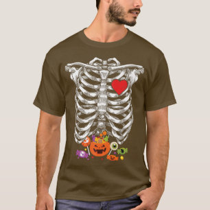 Funny Halloween Skeleton Rib Cage Snoep Easy Costu T-shirt