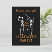 Funny Halloween Skeletons - Alsjeblieft doe mee Kaart (Staand voorkant)