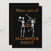 Funny Halloween Skeletons - Alsjeblieft doe mee Kaart (Voorkant / Achterkant)
