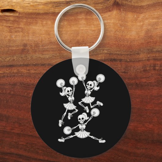 Funny Halloween Skeletons Cheerleader Pajama Cheer Sleutelhanger (Voorkant)