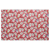 Funny Halloween Skulls op Red Pattern Stof (Fat Quarter)