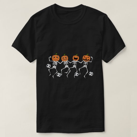 Funny Halloween Soccer Player Pumpkin Skeletons Ki T-shirt (Design voorkant)