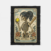 Funny Halloween Softball Mama Mom Skeleton Tarot C Fleece Deken (Voorkant)