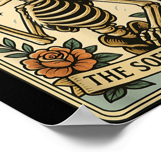 Funny Halloween Softball Mama Mom Skeleton Tarot C Poster (Hoek)