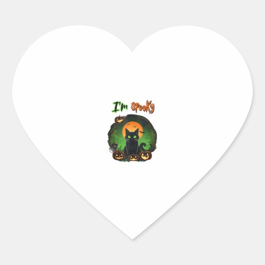 Funny Halloween Spooky Black Cat Pumpkin Bat Starr Hart Sticker (Voorkant)