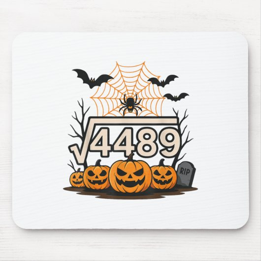 Funny Halloween Square Root 4489 67 Meme Math Teac Muismat (Voorkant)