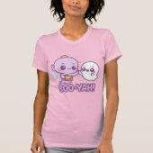 Funny Halloween Sticker – Kawaii Genie & Ghost T-shirt (Voorkant)