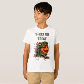 Funny Halloween T-rex Head eet pomkin T-shirt (Voorkant volledig)