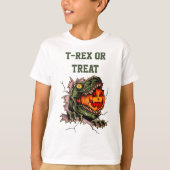 Funny Halloween T-rex Head eet pomkin T-shirt (Voorkant)