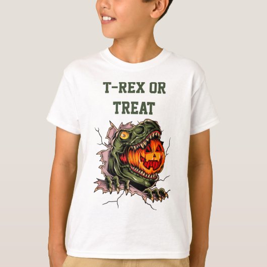 Funny Halloween T-rex Head eet pomkin T-shirt (Voorkant)