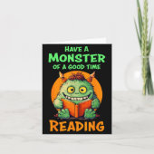 Funny Halloween Teacher Librarian Monster Reading  Kaart (Voorkant)