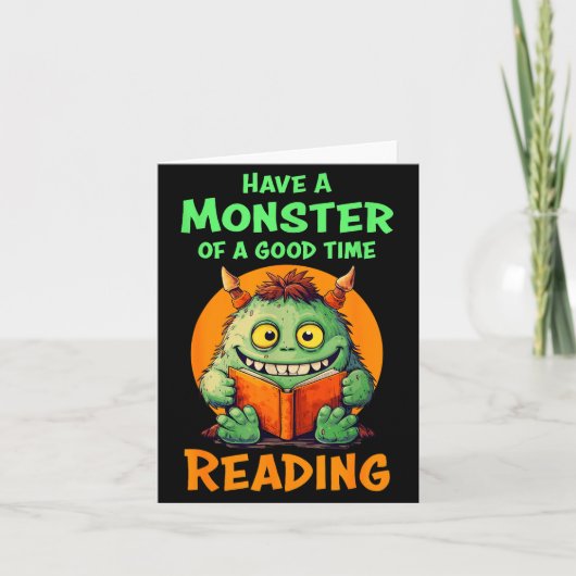 Funny Halloween Teacher Librarian Monster Reading  Kaart (Voorkant)